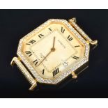 A Geneve yellow gold and diamond quartz wristwatch the octagonal cream dial with black Roman