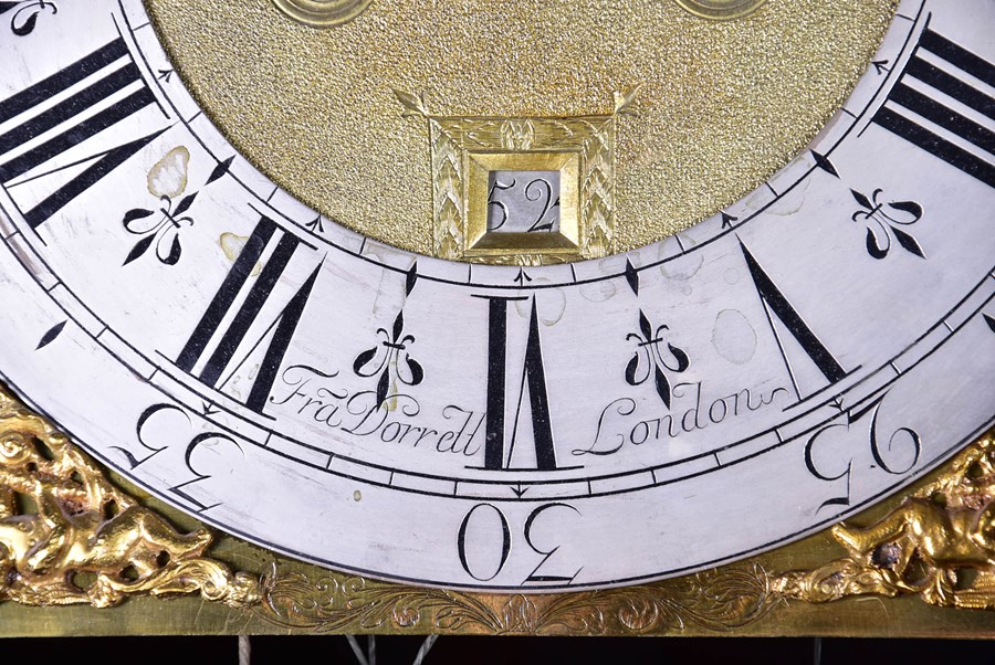 An early 18th century longcase clock movement by Fra. Borrell, London, the eight-day movement with - Image 4 of 8