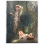 A late 19th century KPM porcelain plaque depicting 'Miriam and Moses' from the Old Testament, with