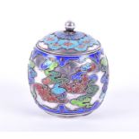 A rare 19th century Chinese silver and enamel lidded pot attributed to Huang Qiu Ji, active c.