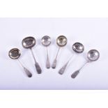 Six antique Russian silver sifting spoons various makers and marks, each spoon decorated with