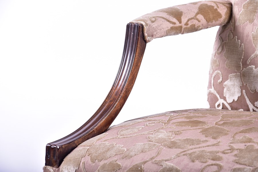 A Georgian mahogany 'Gainsborough' style open armchair having a bow shaped back, padded arm supports - Image 2 of 4