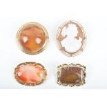 A group of late 19th / early 20th century brooches to include a yellow metal mounted cameo brooch, 5