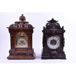 A late 19th century painted wood and brass-mounted mantel clock in the Renaissance style, with a
