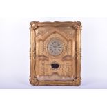 A 19th century European framed wall clock architectural in form, possibly Austro-Hungarian, with
