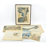 A collection of 19th century Japanese woodblock prints to include works by Hokusai, Hiroshige,