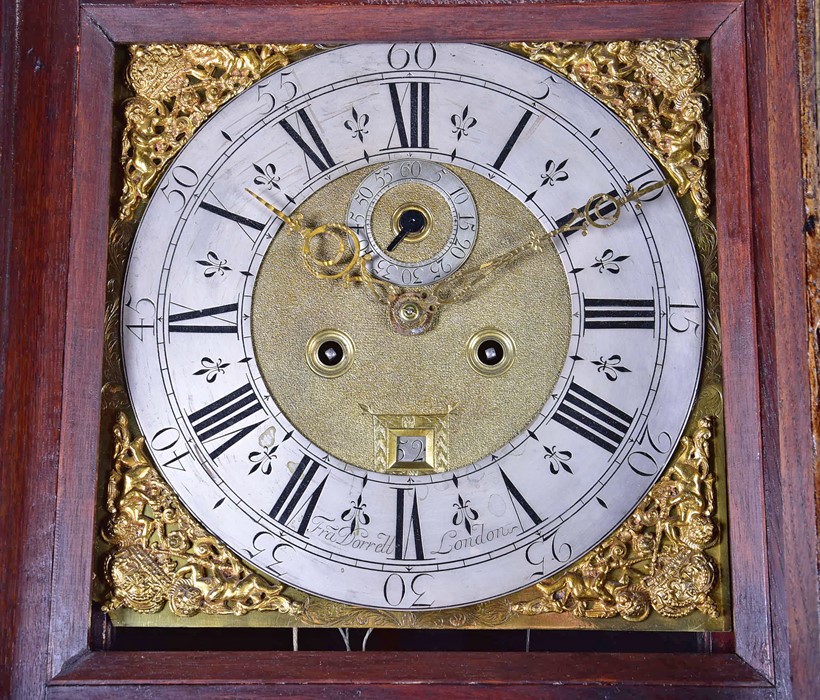 An early 18th century longcase clock movement by Fra. Borrell, London, the eight-day movement with - Image 3 of 8