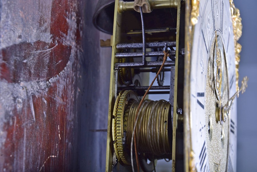 An early 18th century longcase clock movement by Fra. Borrell, London, the eight-day movement with - Image 6 of 8