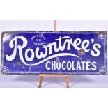 An early 20th century Rowntree's Chocolates blue enamel advertising sign with 'Makers to H.M.