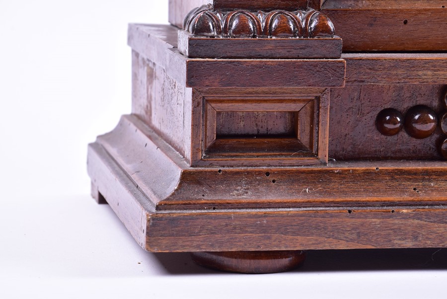 A late 19th century painted wood and brass-mounted mantel clock in the Renaissance style, with a - Image 8 of 8