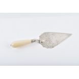 A Victorian silver trowel Sheffield 1876, by Levesley Brothers, flat-chased with scrolling foliage