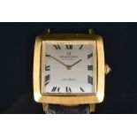 A Universal Geneve Golden Shadow 18ct yellow gold automatic wristwatch the square silvered dial with