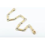 A 14ct yellow gold bar-link bracelet with smooth stylised links, 20 cm long, 12.2 grams.