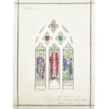 James Powell & Sons, Whitefriars an original stained glass window design for Hedsor Church, pen