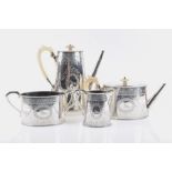 A Victorian silver tea set London 1868, by Goldsmiths Alliance Ltd (Samuel Smily), comprising: a