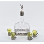 A late 19th/early 20th century German silver-mounted spirit decanter with stopper with Hanau marks