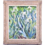 20th century European School 'Irises' oil on canvas along with two other oils, both landscapes,