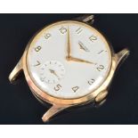 A 1962 Longines 9ct yellow gold mechanical wristwatch the silvered dial with Arabic numerals, and