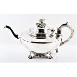 A early Victorian silver teapot London 1837, John James Keith, plain in style, featuring shell