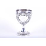 A Georgian silver goblet London 1812, John Robbins, the body decorated with chased floral sprays and