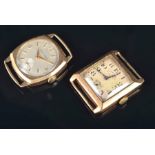 A 9ct yellow gold Goldsmiths & Silversmiths Co. wristwatch the square dial with Arabic numerals