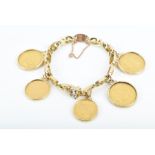 A Russian 14ct gold bracelet of stylised floral links, set with two old-cut diamonds of