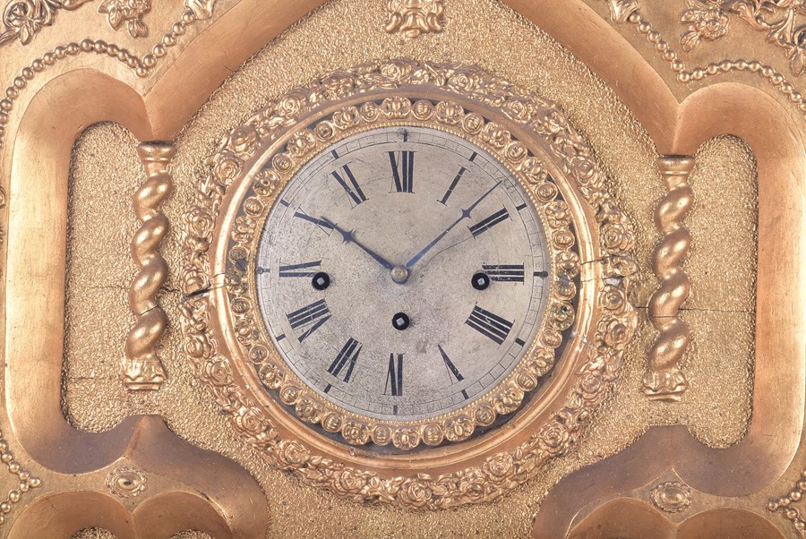 A 19th century European framed wall clock architectural in form, possibly Austro-Hungarian, with - Image 2 of 6