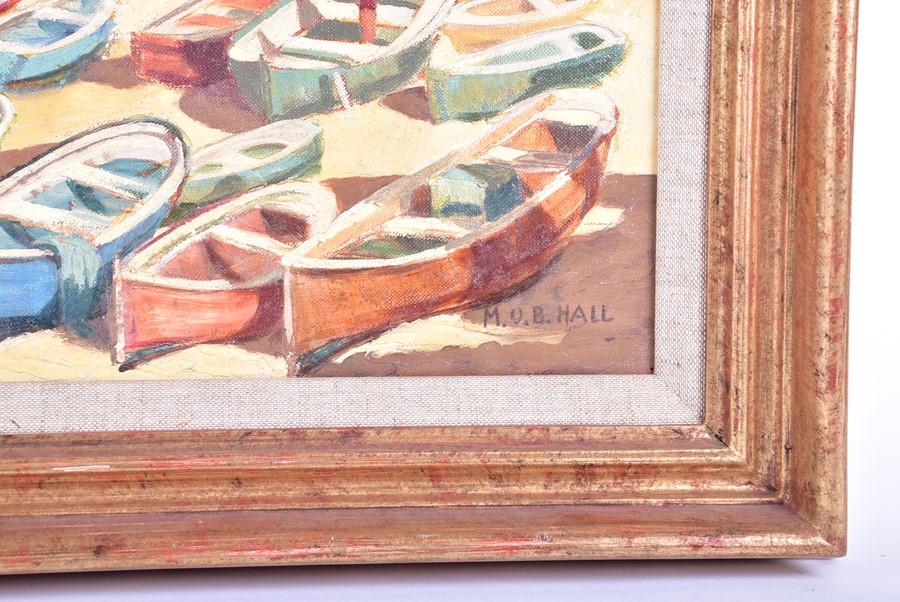 A 20th century oil on canvas depicting an Italian harbour side along with three other oil paintings, - Image 4 of 13