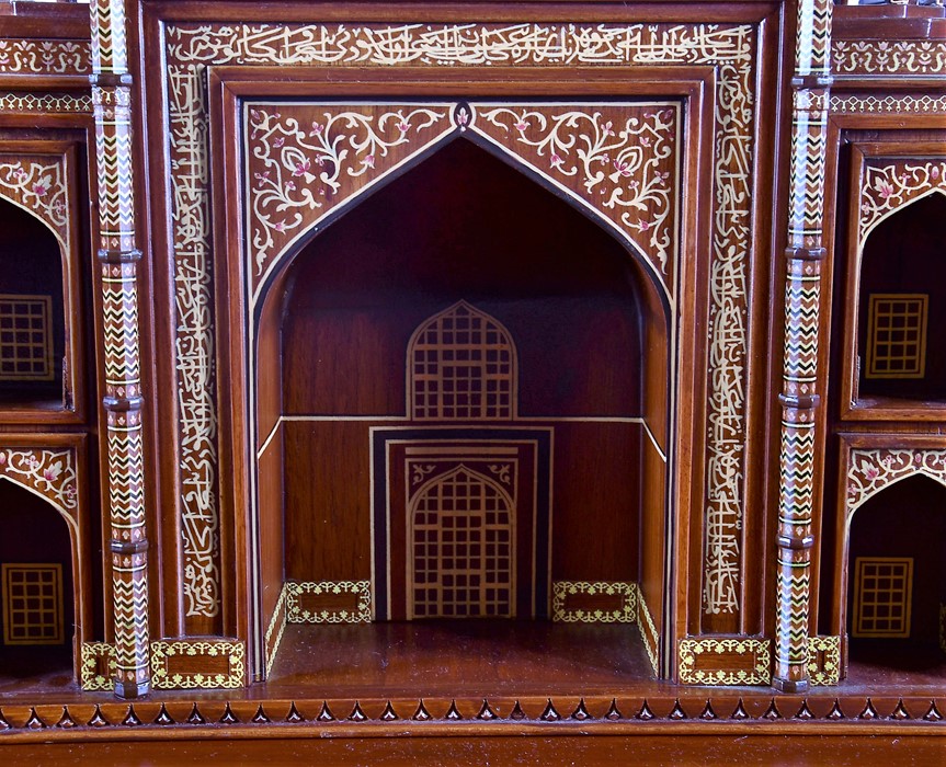 A large and accurate hand-built scale model of the Taj Mahal in Burmese teak the wood dating from - Image 3 of 5