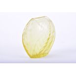 A Lalique 'feuillage' vase the compressed yellow vase decorated with a spray of fern leaves, 12 cm x