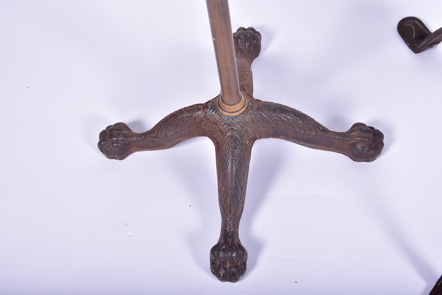 A late 19th century wrought iron telescopic Arts and Crafts lamp standard with applied metal - Image 12 of 14