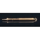 A Sampson Mordan 9ct yellow gold combination propelling pen / pencil with extending cylindrical