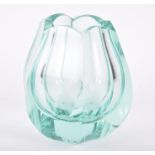 A 1960s Moser Czechoslovakian Moser Beryl green vase, product no.1369, designed by Karel Jasny in