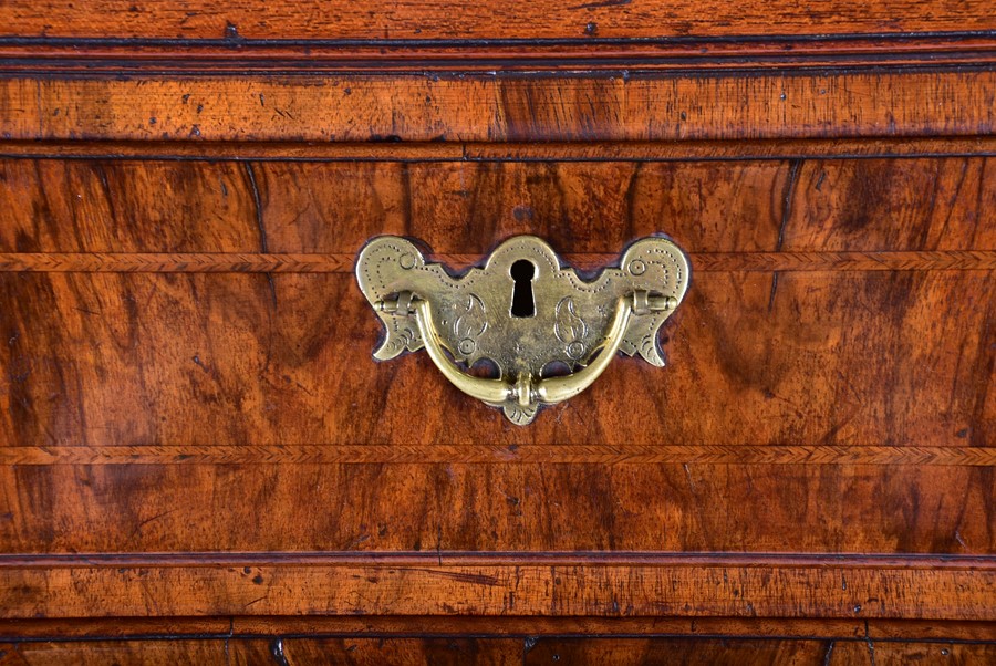 An 18th century walnut chest on stand the top with three short and three long graduated drawers, all - Image 5 of 6