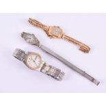 A collection of three ladies wristwatches comprising: a 14ct white gold cocktail wristwatch, manual,