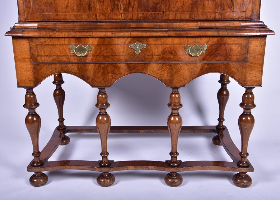 An 18th century walnut chest on stand the top with three short and three long graduated drawers, all - Image 3 of 6