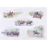 Christine Bousfield (20th century) British military and royal figures on horseback in five scenes,