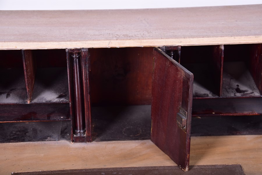 A 20th century child's stripped-wood small bureau the drop opening to reveal a compartmentalised - Image 6 of 6