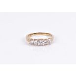 Iliana. An 18ct yellow gold and diamond ring set with five square-cut diamonds of approximately 0.80