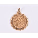 An 18ct yellow gold pendant set with a Victorian full sovereign, dated 1888.CONDITION REPORT11.6