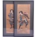 Two late 19th century Japanese paintings on silk each full length portraits of a man, one with sword