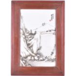 An early 20th century Republic Period framed porcelain plaque  signed Wu Guo Jun, depicting