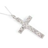 A diamond cross pendant set with round brilliant-cut diamonds of approximately 3.0 carats
