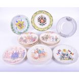A group of seven French Sarreguemines faience plates depicting scenes of French cavalry in Russia,