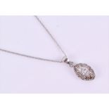 A diamond pendant centred with a marquise-cut diamond weighing approximately 0.38 carats,