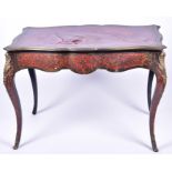 A late 19th century French gilt metal mounted boulle work writing table with single drawer, on