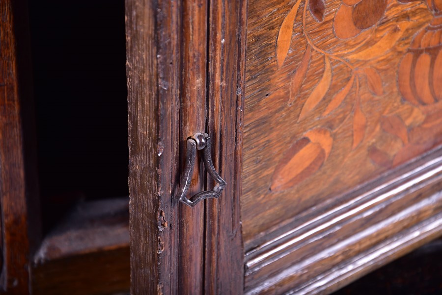 An English oak marquetry press / court cupboard in the 17th century style probably late 19th - Image 11 of 12