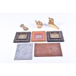 A group of antique metal ware items, to include a Georgian/Regency period gilt metal inkwell, in the