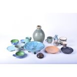 A quantity of 20th century British studio pottery wares to include various vases, bowls, mugs etc by