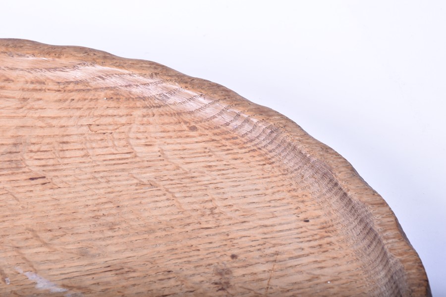 An Arts & Crafts style oak serving tray by Stanley Webb Davies with a shaped piecrust rim, the - Image 4 of 6